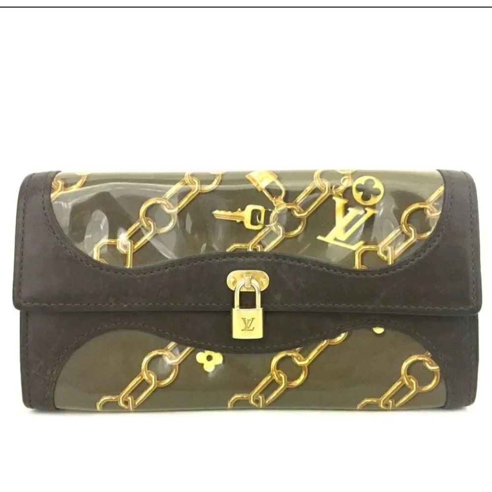 Aurhentic Louis Vuitton Monogram Charm PVC Long Bifold Wallet /S0530